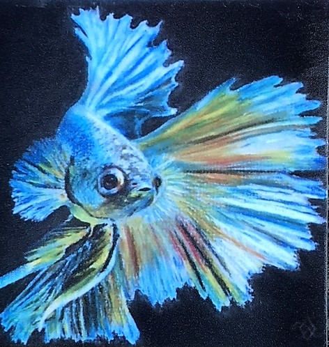 Beautiful oil pastel art work on cute Blue Fish. by abeerr-creates on  DeviantArt